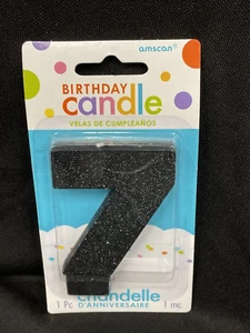 Amscan Black Glitter Birthday Candle Number 7 - Picture 1 of 2