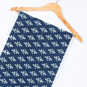 Indian Hand Block Print 100% Cotton Running Craft Indigo Blue Dress Fabric - Picture 1 of 8