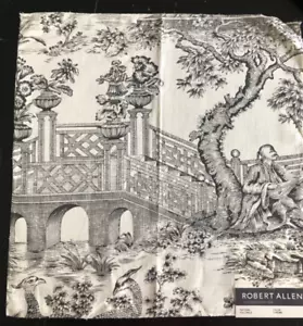 ROBERT ALLEN Full Sails in Chrome 17 x 17 1/2" Chinoiserie Linen Fabric Sample - Picture 1 of 3