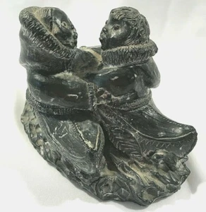 Il lupo sculture pietra ollare inuit eschimesi in kayak dettagliato 5,5 in - Foto 1 di 6