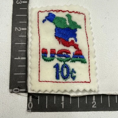 Vtg Philatelic Postage Stamp Theme USA 10¢ Felt Patch (Color Scheme Ver 5) 00TO Foto 1 de 2
