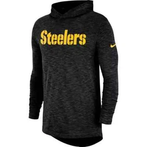 Pittsburgh Steelers Nike Sideline Slub Long Sleeve Hoodie T-Shirt Men 2018 NFL - Picture 1 of 3