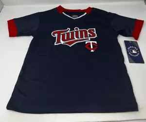 CAMISA DE BÉISBOL MINNESOTA TWINS CON LICENCIA MERCH NIÑO CUELLO EN V AZUL XS 4/5 (652) - Imagen 1 de 4