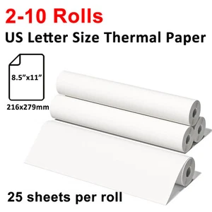 2-10 Rolls Thermal Printer Paper 8.5"x11" US Letter Size Quick-Dry for M08F M832 - Picture 1 of 8