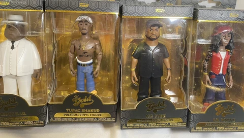 4 FUNKO GOLD Vinyl Rapper Figures Tupac Ice Cube Notorious B.I.G. LIL WAYNE FL1 Cover
