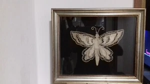 Quadro ad uncinetto -farfalla con la cornice - Foto 1 di 4