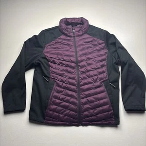 32 Degrees Heat Womens Size XXL Puffer Jacket Hybrid Black Purple Zip Colorblock - Picture 1 of 8