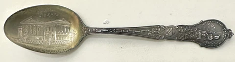 Antique Whittier CA Public Library California Sterling Silver Souvenir Spoon Cover