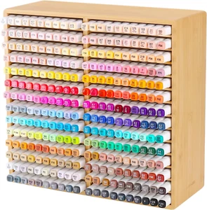 Bamboo Marker Organizer Durable Pencil Holder Desk Storage 28 Compartments Fits - Picture 1 of 9