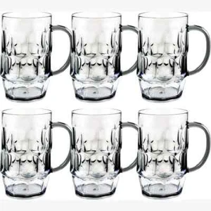 Plastic Beer Mugs With Handle Clear And Clear Gray 26 Oz - 6 Packs - Picture 1 of 4
