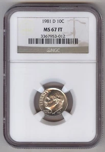 1981-D 10C Roosevelt Dime + MS 67 FT + NGC - Picture 1 of 2