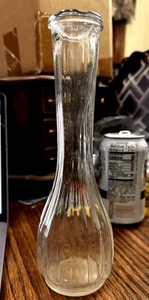 Clear Glass Ribbed Flower Bud Vase 9" - Picture 1 of 3