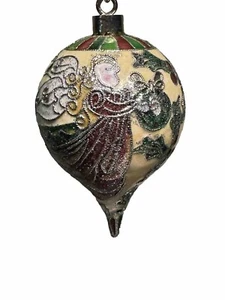 Cloisonné Enameled Ornament Beige With Angel Teardrop Shape (2007) - Picture 1 of 12