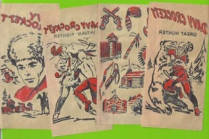 1950's Davy Crockett Iron-On Transfers (4) Brown Lot A - Picture 1 of 1
