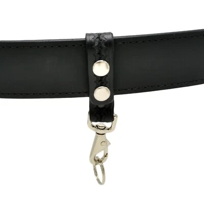 Jay Pee Basketweave Leather Double Snap Key Strap Police Keeper Key Ring Chrome