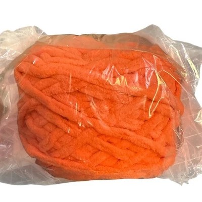 Bright Orange Chunky Polyester Chenille Yarn For Knitting/Crochet Soft - Image 1 of 4