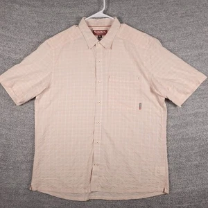 Simms Shirt Mens XL Beige Performance Fishing Seersucker Nylon Blend Lightweight - Picture 1 of 8