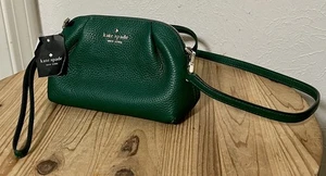 Kate Spade Dumpling Pebbled Leather Convertible Crossbody Clutch in Deep Jade - Picture 1 of 11