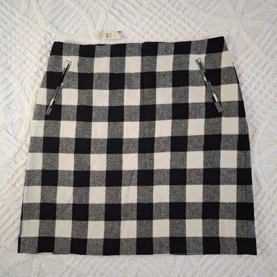 Talbots Women's Size 12 Black & White Check Buffalo Plaid Wool Blend Skirt Lined - Image 1 of 4