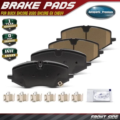 4x Front Ceramic Brake Pads with Hardware for Buick Encore 2020 Encore GX Chevy - Imagem 1 de 4