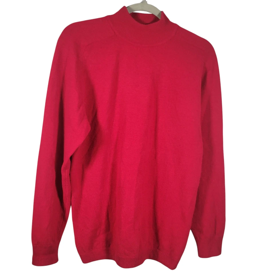 Vtg Outlander Red Mock Neck Sweater Women’s L Angora Lambswool Pullover 90s  - Image 1 of 4