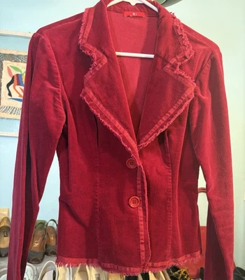 Chaqueta de pana Bedford roja vintage pequeña, años 90 Foto 1 de 2