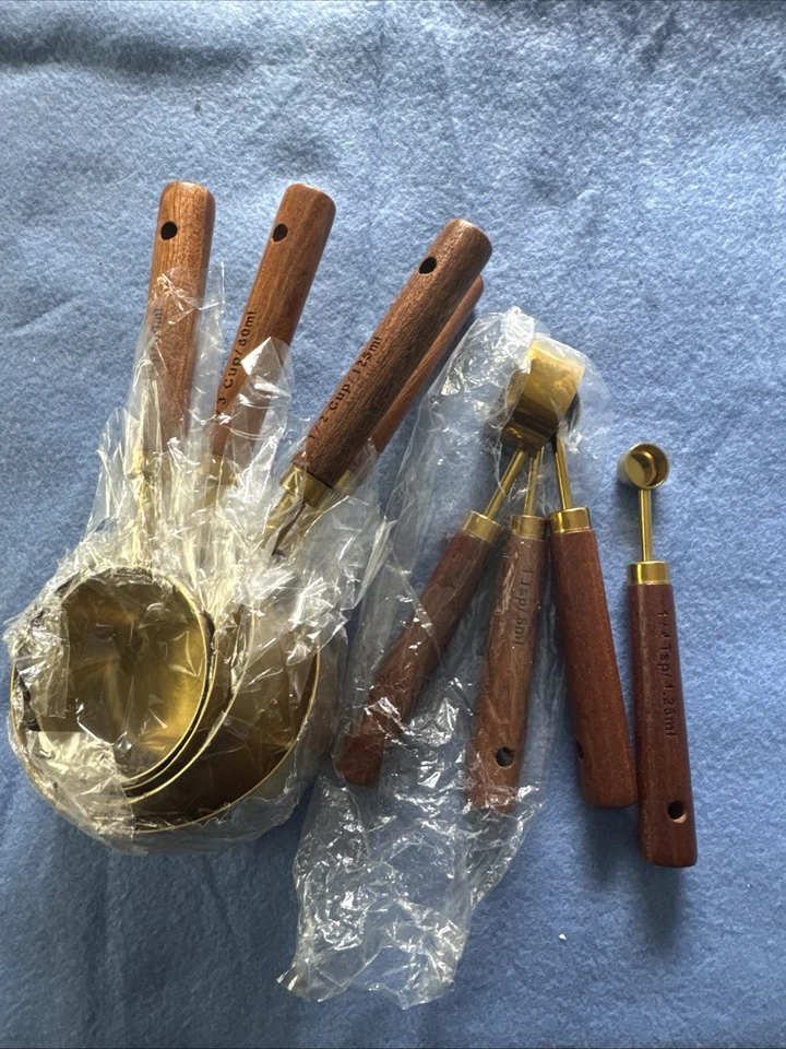 Messlöffel Set , Messing Mit Holzgriff, Neu , 8tlg - Bild 1 von 1