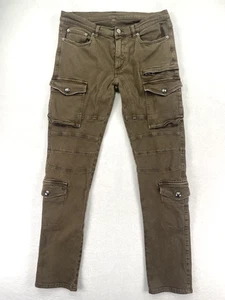 Belstaff Pants Mens 32x32 Brown Green Cargo Moto Biker Utility Stretch England - Picture 1 of 21