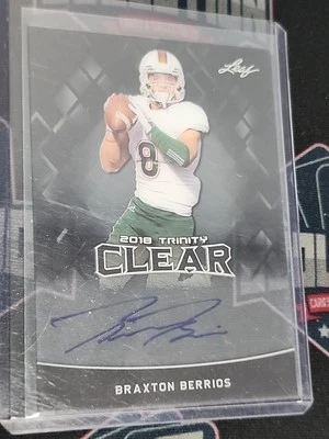 2018 Leaf Trinity NFL Draft BRAXTON BERRIOS Clear Acetate Gray Auto Patriots WR - Image 1 of 2