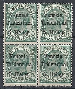 1918 TRENTINO ALTO ADIGE 5 H SU 5 CENT QUARTINA MNH ** - RR12203 - Picture 1 of 1