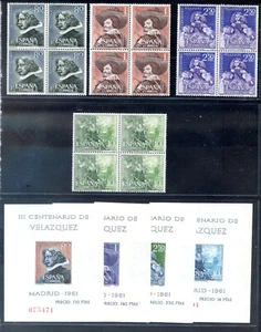 1961, ESPAÑA, BLOCK de 4 + HB " MUERTE DE VELAZQUEZ " - Imagen 1 de 2