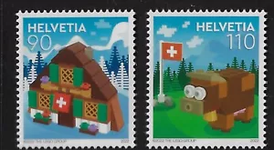Switzerland 2022 suisse LEGO BRICKS Chalet cow Danish company children 2v mnh - Picture 1 of 1