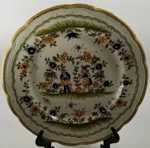 Primula Vieux Moustiers Reproduction Man and Peasant Dinner Plate - Picture 1 of 2