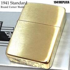 Zippo Oil Lighter 1941 Replica Round Corner Model Plain Gold Brass Japan