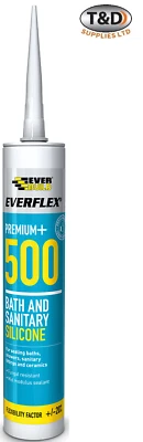 Everbuild Everflex 500 Sanitary Silicone Sealant-Flexible Seal for Bath & Shower