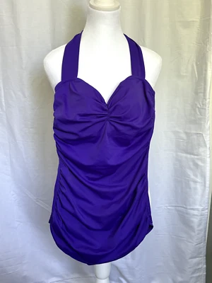 TRAJE DE BAÑO PIN UP ESTHER WILLIAMS CLÁSICO FUNDA COLOR SÓLIDO PÚRPURA AÑOS 50 DE COLECCIÓN NOS Foto 1 de 4