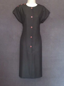 80's Vintage OMANTI Black Chevron Stripe Knit Sleeveless Button Up Shift Dress 8 - Picture 1 of 12