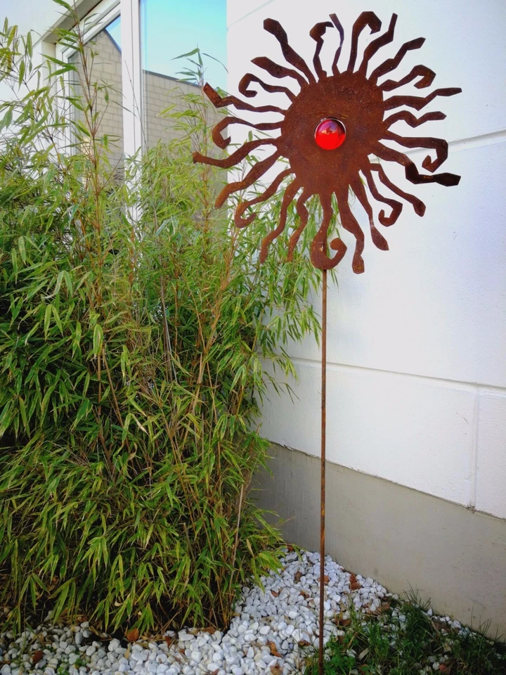 Gartenstecker Rost Beetstecker GartenGlaskugel Glasdeko H125*40cm 031930-1R - Bild 1 von 4