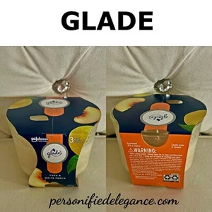 NEW Glade Fresh Collection Yuzu & White Peach 3-Wick 6.8 oz Scented Candle - Picture 1 of 21