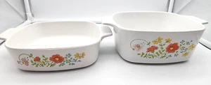 Vintage Corning Ware 1.5 Quart + 1 Quart Rectangular Casserole Dish Wildflower - Picture 1 of 7