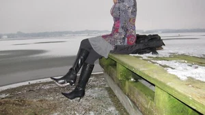Buffalo High Heel Lederstiefel m. Schnallen Kult Klassiker Schwarz Gr. 40 - Foto 1 di 14