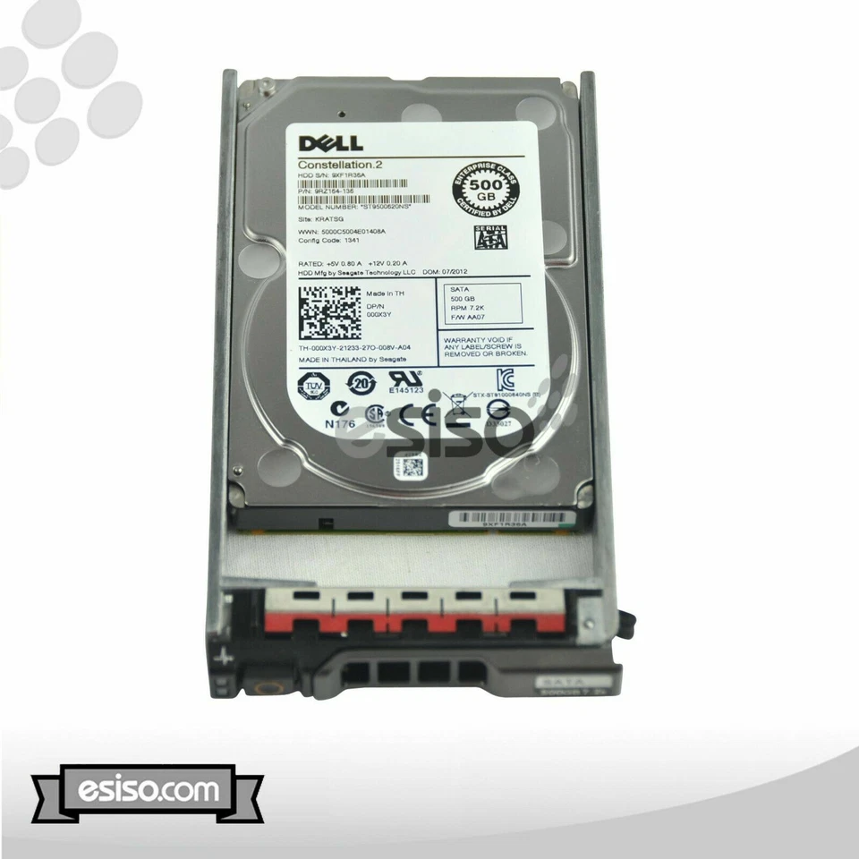 DELL 500GB 7.2K SATA 2.5" 6Gb/s HDD ST9500620NS with / tray 000X3Y 00X3Y  - Image 1 of 1