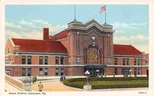 Postal de lino Union Station Railroad Depot Lexington Kentucky - Imagen 1 de 2