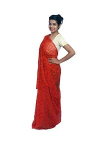 Indian Georgette Bandhej Saree With Running Blouse Traditional Regular Wear  