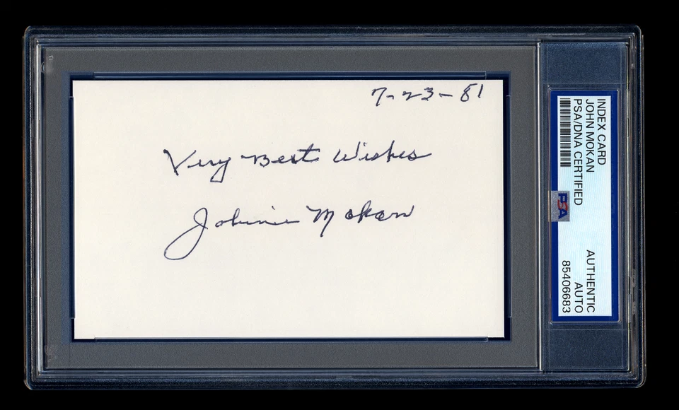 JOHNNY MOKAN SIGNED INDEX CARD MINT PSA/DNA AUTOGRAPHED 1921 PITTSBURGH PIRATES - Image 1 of 1