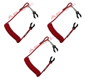 Boat Stop Switch Lanyard 37823-92E00 37823-92E01 1 Key 3PCS For SUZUKI 9.9/15 HP - Picture 1 of 14
