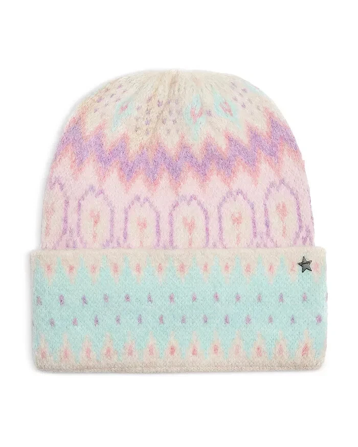 KYI KYI CANADA Womens Beanie Hat Gray Fold Up Knit Faux Fur Pom Pom Silver