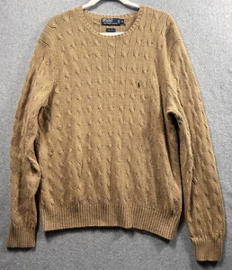 Polo Ralph Lauren Men's Size XXL 100% Silk Cable Knit Brown Sweater Old Money - Picture 1 of 20