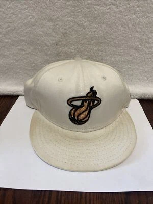Miami Heat New Era 59Fifty Fitted Hat White gold Embroidered logo 7 1/8 - Image 1 of 4