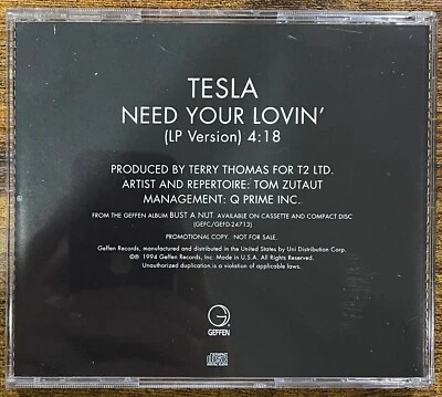 Tesla Need Your Lovin’ 1trk US Promo CD 1994 Geffen Records NM Foto 1 de 2